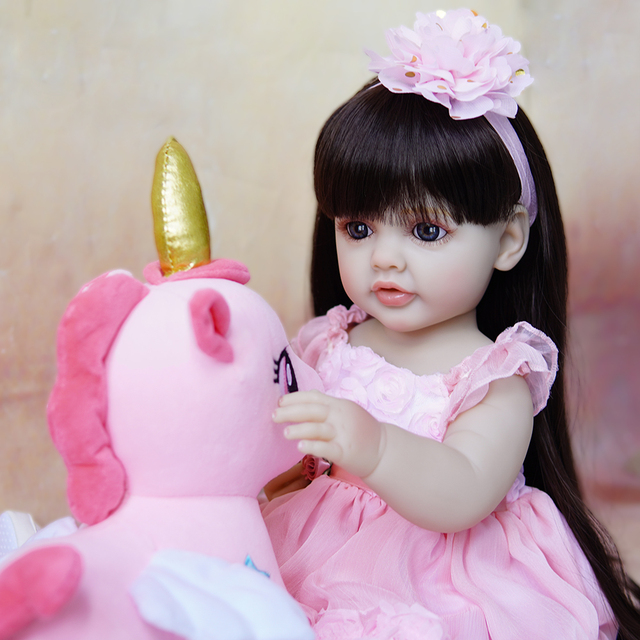 R&B New 22Inch Reborn Doll Girl Realistic Newborn Baby Vinyl Silicone Realistic Full Body Completo Girl Reborn Baby Dolls