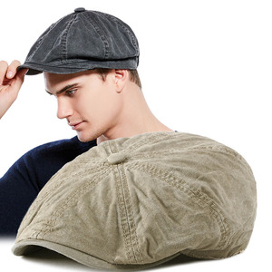 Casquette gavroche hommes femmes coton lavé chapeau <span class=keywords><strong>boulanger</strong></span> garçon casquettes rétro Vintage extérieur Cabbie casquette plate quatre saisons - Product Image 1