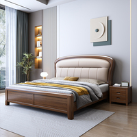 Lit en bois massif réglable haut de gamme 1,8 mètre, revêtement en cuir véritable, design moderne, rangement, vente directe d'usine