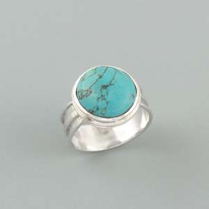 Roundel <b>Turquoise</b> Gemstone 925 Sterling Silver Jewelry <b>Ring</b> - Product Image 2