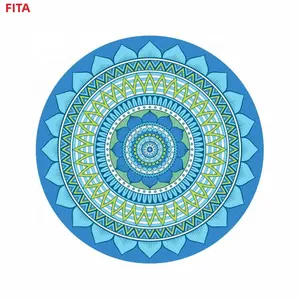 FITA定制标志1.5毫米厚度70厘米印花防滑超薄天然材料1.5毫米冥想麂皮圆形橡胶瑜伽垫