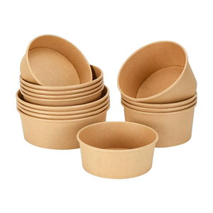 Échantillon gratuit bol rond en papier kraft jetable 400ml ~ 1500ml bols à salade avec gaufrage en feuille d'or emballage alimentaire pour œufs - Product Image 4