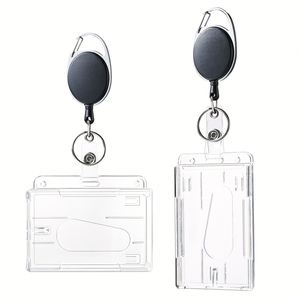 Porte-badge rétractable bidirectionnel avec logo couleur personnalisé, clip vertical/horizontal et pochette pour carte d'identité – Accessoire - Product Image 2