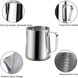 Brocche 12 once Espresso <span class=keywords><strong>fumante</strong></span> in acciaio inox Latte <span class=keywords><strong>caffè</strong></span> Cappuccino Barista brocche di vapore brocca di Latte tazza con penna Latte Art - Product Image 2