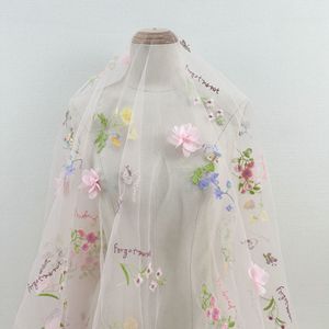 Tela de flores <span class=keywords><strong>bordadas</strong></span>, tela de <span class=keywords><strong>tul</strong></span> rosa claro, tela de cortina de encaje Floral 3D, tela bordada para vestido de niña - Product Image 5