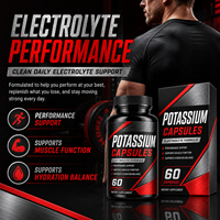 Capsules de suppléments de potassium avec 99 mg de citrate de potassium, de magnésium et de minéraux électrolytiques