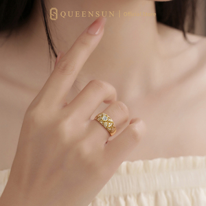 Кольцо женское Queensun, позолота 18К, винтажное, с белым золотом, с бусинным краем, основной камень 20 карат, лабораторный бриллиант DE VS, 10G, модное ювелирное изделие - Product Image 4