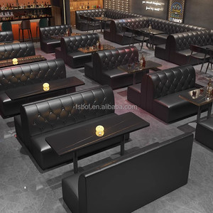 Ensemble de banquettes capitonnées en cuir PU de luxe avec table en marbre noir pour discothèque, bar, <span class=keywords><strong>salon</strong></span>, usage commercial - Product Image 5