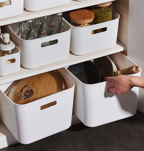 Stackable Plastic Organizer Storage Bins Boxes Tote Organizing Container Organizer For Storage With Lids Durable Buckles