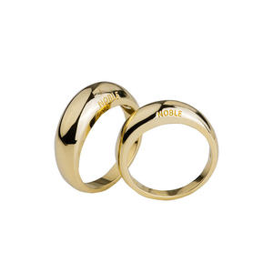 Anillo Personalizado de Oro Sólido de 14K, Anillo de Boda y Compromiso para Parejas, Joyería Unisex - Product Image 1