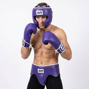 Ensemble de gants de boxe et de protection pour la tête AFI AFI-3506 pour débutants et jeunes, matériau PU violet, équipement de protection pour l'entraînement, toutes saisons - Product Image 3