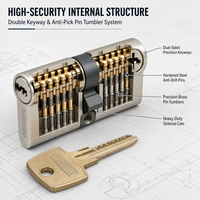 Cylindre de serrure de porte de sécurité avec 3 clés, cylindre de serrure de porte Euro