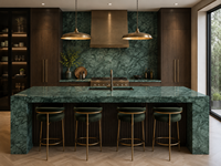 Dalle de marbre vert indien Verde Imperdiale du Guatemala pour meuble-lavabo de salle de bain, comptoir de cuisine, mur décoratif et crédence.