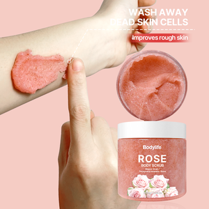 Özelleştirilebilir organik gül hindistan cevizi kahve zerdeçal çilek doğal Vegan vücut fırçalayın peeling beyazlatma şeker fırçalayın 200g - Product Image 2