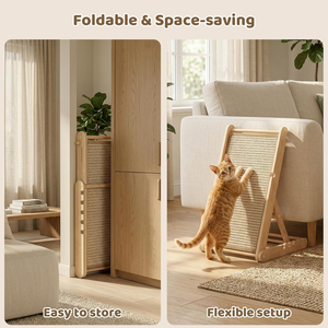 Grattoir pour chat, planche à gratter en sisal de 23 pouces avec 5 hauteurs réglables, pas d'assemblage requis, grattoirs pliables pour chat - Product Image 2