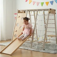 Nouveauté 2026 : Ensemble d'escalade triangulaire pour aire de jeux intérieure pour enfants, avec échelle en corde, pont et structure métallique de parc d'attractions