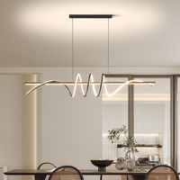 Moderne Doux Créatif 3 Cercles Chambre Salle À Manger Lustre Noir Blanc Aluminium Longue Bande Bureau Bar LED Suspension