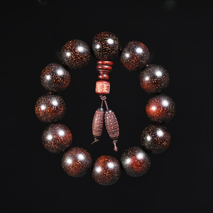 Bracelet de perles Bouddha en corne de rhinocéros et bois de rose, avec perles <span class=keywords><strong>mantra</strong></span> à six caractères haute densité et perles Dzi Xiangyun, modèle Explosive Gold Star 2.0 - Product Image 6