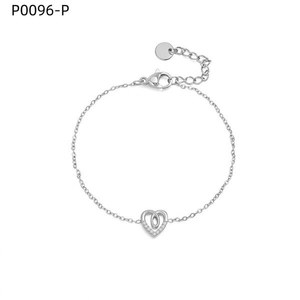 เอมี่ เอมี่รูปหัวใจ 925 เงินแท้ประดับเพชรซิคอนสร้อยข้อมือโรเดียมชุบเชนลิงค์ผู้หญิงโรแมนติกสวมใส่ได้ทุกวันเครื่องประดับชั้นดี P0096 - Product Image 1