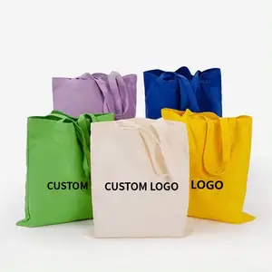 Grosir MOQ Kecil ramah lingkungan belanja dapat digunakan kembali kanvas katun tas belanja belanja dengan Logo cetak khusus