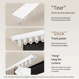 Pistes de <span class=keywords><strong>rideau</strong></span> cachées flexibles en alliage d'aluminium supportant diverses méthodes d'installation aucun perçage requis <span class=keywords><strong>pour</strong></span> la décoration intérieure - Product Image 5