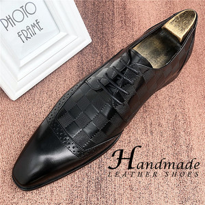 Nouvelles Chaussures en Cuir Rayées Artisanales – Chaussures Montantes Tendance pour Hommes à Bout Pointu, Respirantes, Décontractées, à Lacets, Légères - Product Image 3