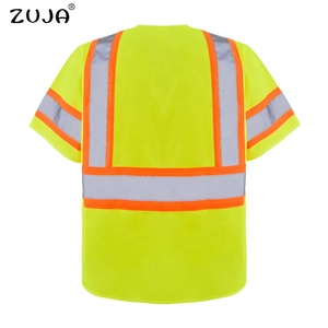ZUJA Factory Zipper Front Aplicación de tráfico de alta calidad Chaleco de Seguridad Popular Precio al por mayor Chaleco de construcción de poliéster 100% - Product Image 3