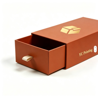 Boîte cadeau tiroir personnalisée avec logo, en carton rigide recyclable et pelliculage mat, pour sweats à capuche, t-shirts et vêtements