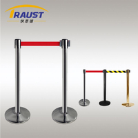 Traust Poteau de Sécurité Rétractable en Acier Inoxydable pour Contrôle de la Foule, avec Sangle Rétractable, pour Gestion de File d'Attente et Sécurité des Files d'Attente