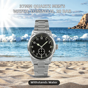 Montre de luxe pour homme avec mouvement à quartz de 37 mm, style simple et élégant, verre saphir, 20 bars, lumineuse, mouvement Ronda, plongeur - Product Image 2
