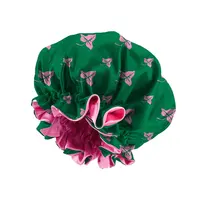 Cuffia da notte per capelli rosa e verde a doppio strato in raso Twill caldo personalizzato