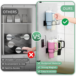Magnetic Cup Holder For Refrigerator Carbon Steel Single Layer Kitchen Storage Rack With <b>Strong</b> <b>Magnet</b> Easy Access - Product Image 1