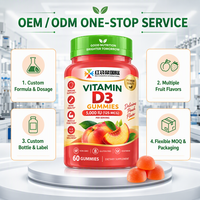 Gummies de Vitamine D3, Gummies de Vitamine D, Marque Privée, Supplément Personnalisé, 5000 UI par Portion, Vente en Gros, Emballage Personnalisé