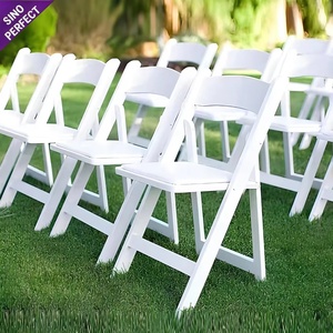 Sillas Blancas Plegables de Plástico para Jardín y Eventos al Aire Libre, Silla Plegable de Resina Acolchada Blanca Tipo Wimbledon para Bodas y Fiestas - Product Image 1