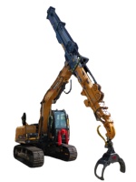 Grue forestière télescopique XUVOL OEM ODM de 25 m de long pour excavatrice de 13 tonnes, grappin à bois, exploitation forestière en pente, machinerie forestière
