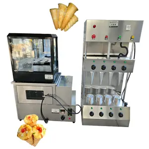 Máquina de cono de Pizza de alta eficiencia 2023 con 4 moldes Máquina formadora de Pizza de cono Máquina de cono de Pizza con horno rotativo a la venta