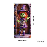 Bannière suspendue personnalisable pour porte d'entrée, décoration intérieure et extérieure, thème Halloween : Citrouille et Chat Noir