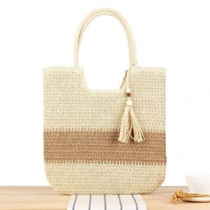 2024 New Design Vintage Fashion National Straw Woven Tassel Thread Single Handle Beach Tote Bag for Women Summer Autumn - Product Image 3