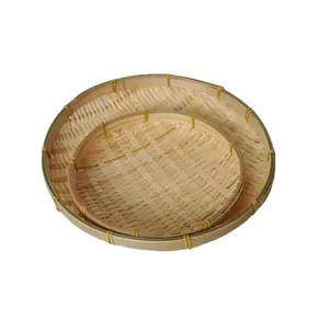 Natuurlijke Handgemaakte Diy Decoratieve Rieten Geweven Bamboe Zeef Voor Voedselveilig Brood Groenten Fruit Opslag Mand Bamboe Mand