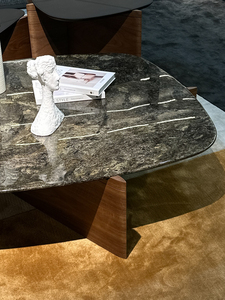 Ensemble de 3 tables basses combinées, plateau en marbre, <span class=keywords><strong>table</strong></span> à manger, luxe léger, bois massif, meubles de salon, <span class=keywords><strong>table</strong></span> centrale - Product Image 5