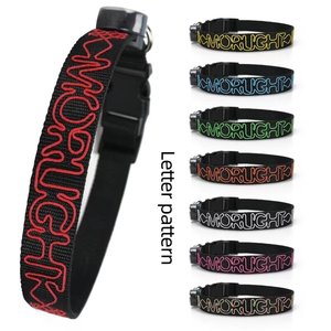 USB có thể sạc lại khả năng hiển thị cao thắp sáng Polyester hoa chó cổ áo nhỏ vật nuôi đào tạo cổ áo Dây xích 7 cổ điển mèo - Product Image 6