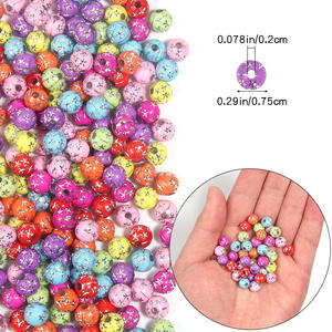 8mm <b>Acrylic</b> Mixed Color Cartoon Silver Round Printed Straight Hole <b>Bead</b> DIY Pen <b>Beads</b> Small Accessory - Product Image 2