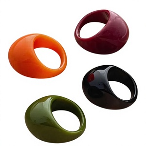 Geometric Acrylic Cocktail <b>Resin</b> <b>Rings</b> in Best Multicolor Unique Stylish Modern Statement Fashion Jewelry Unisex for Parties - Product Image 3