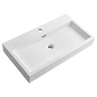 Lavabo en résine de pierre de qualité supérieure, prix d'usine, durable, blanc mat, à poser sur comptoir, pour salle de bain de villa