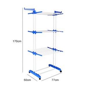 <span class=keywords><strong>Armoire</strong></span> double multifonctionnelle en acier pour salle de bain Support métallique pliable pour le salon Support mural pour le séchage du linge Vêtements - Product Image 2