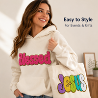 Set de Parches de Chenilla Personalizados con Frases Inspiradoras Religiosas, Letras Religiosas, Dios es Bueno, para Chaquetas, Bolsos, Regalos para Eventos, Proveedor OEM ODM