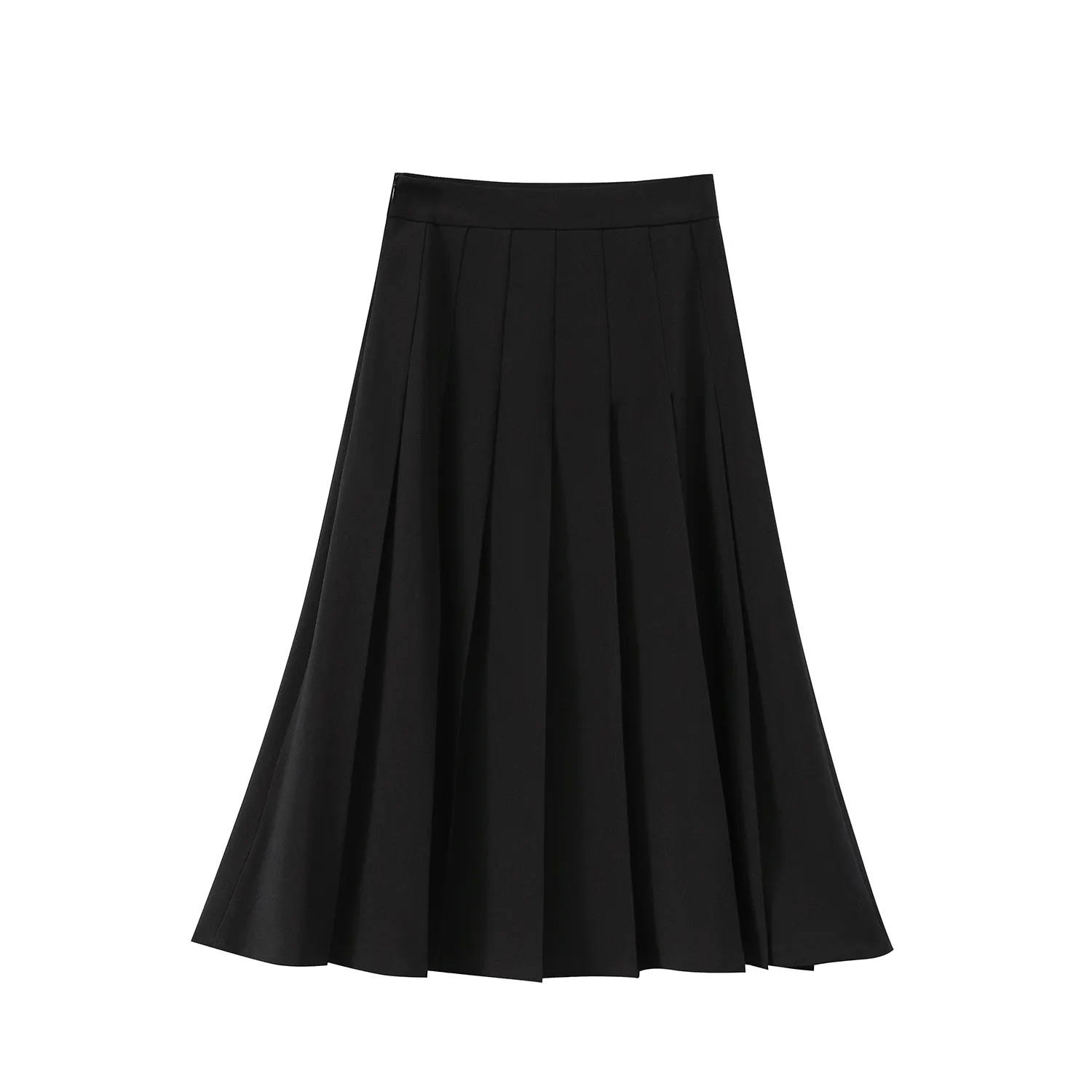 Hot Sale Summer Black Dresses Fashion Solid Color Drape Style Pleated Skirt Women's Clothing
