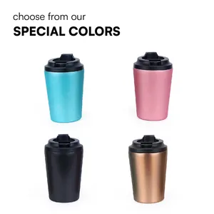 Double-Walled Stainless Steel 12oz Reusable Coffee Cups With Lid Leak-proof Recyclable 12 Oz Travel Insulated Coffee Tumbler Mug