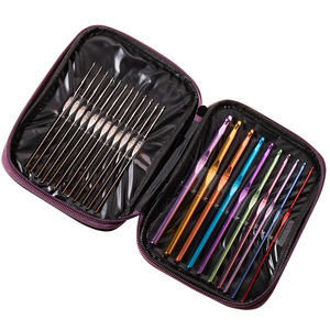 Crochet &amp; Knitting Tools Zippered Storage <strong>Case</strong> Silver Metal Leather Set Crochet <strong>Needles</strong> for Beginners Crochet Kit Set 22 Pcs - Product Image 5