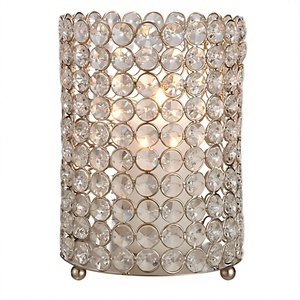 Centro de mesa votivo de boda con perlas y cuentas de cristal y metal plateado antiguo con estilo para decoración del hogar y ocasiones especiales - Product Image 2